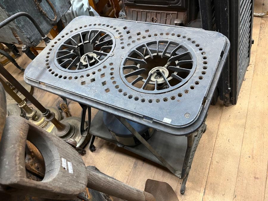 Rare Antique Gasoline Cook Stove with Two Burners and Side Tank