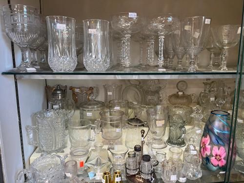 Antique Stem Handmade Glassware Cups Salt Pepper