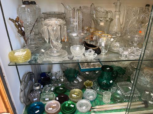 Glass Stem 1900 Prism Lamp Pair Butter Dish Sandwich Glass Vase Salad Dressing Cruet