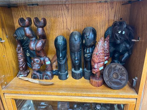 Vintage Traditional Wood-carved and Ebony African Statuettes