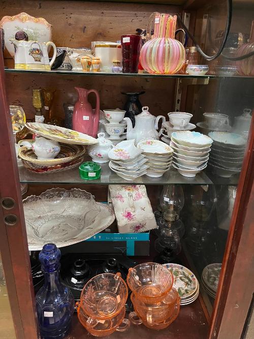 Depression Colored Glass Teapots Fish Dishes Dinnerware