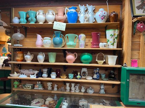 American Art Pottery European Ceramic Glass Waste Basket Hall Hull McCoy